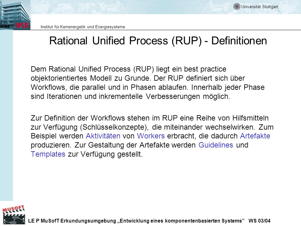 Rational Unified Process (RUP) - Definitionen
