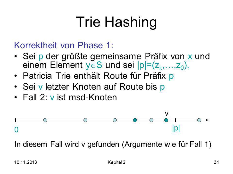 Trie Hashing Korrektheit von Phase 1: