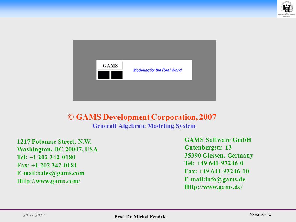 © GAMS Development Corporation, 2007