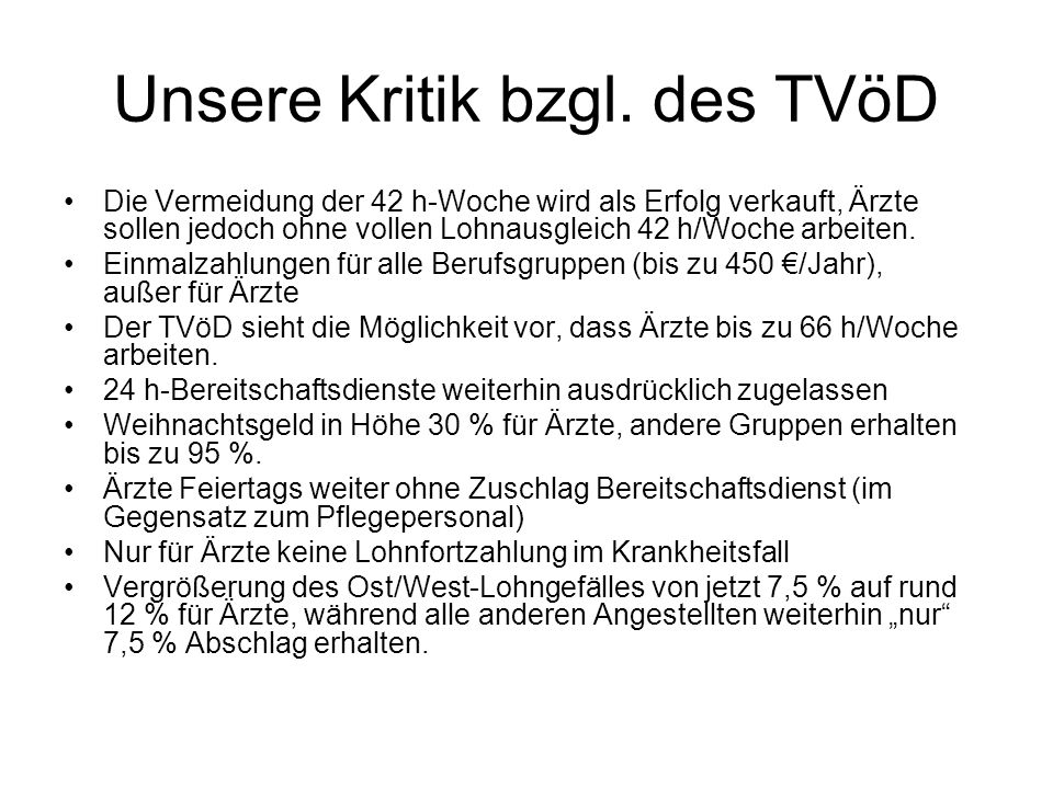 Unsere Kritik bzgl. des TVöD