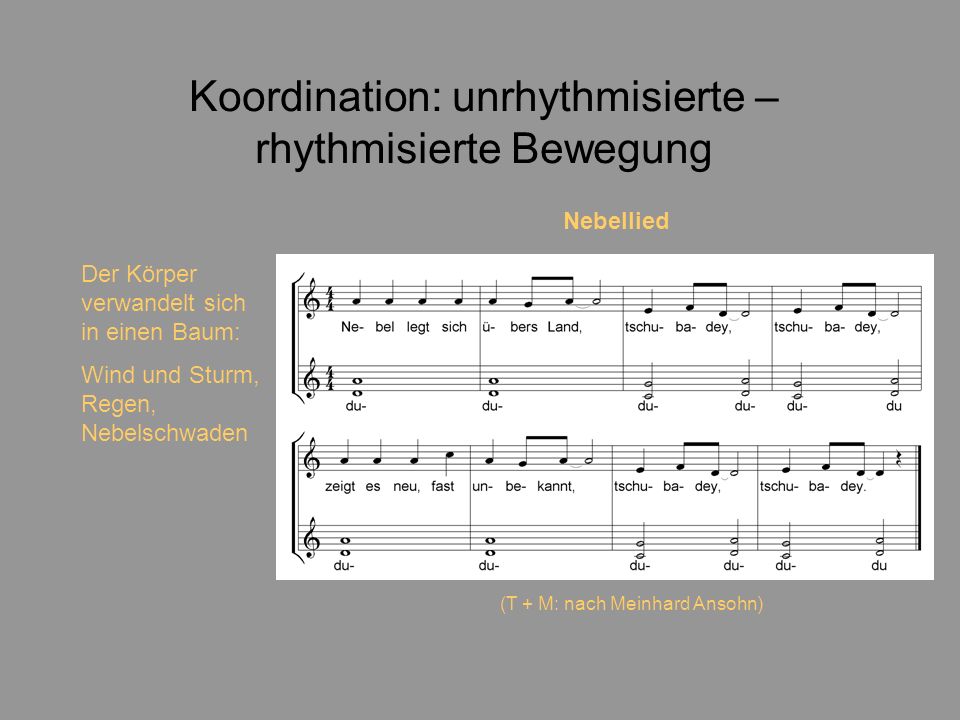 Koordination: unrhythmisierte – rhythmisierte Bewegung