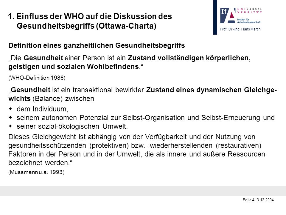 1. Einfluss der WHO auf die Diskussion des Gesundheitsbegriffs (Ottawa-Charta)