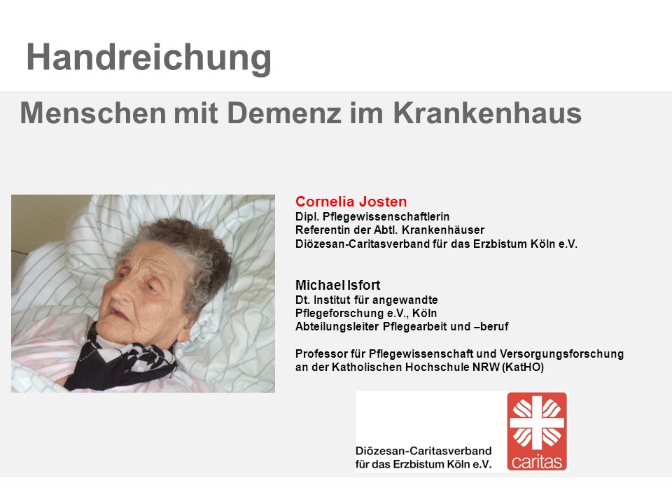 Handreichung Menschen mit Demenz im Krankenhaus Cornelia Josten