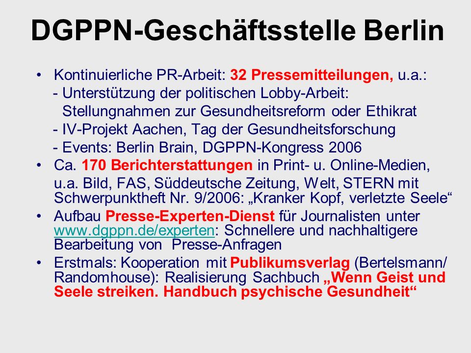 DGPPN-Geschäftsstelle Berlin
