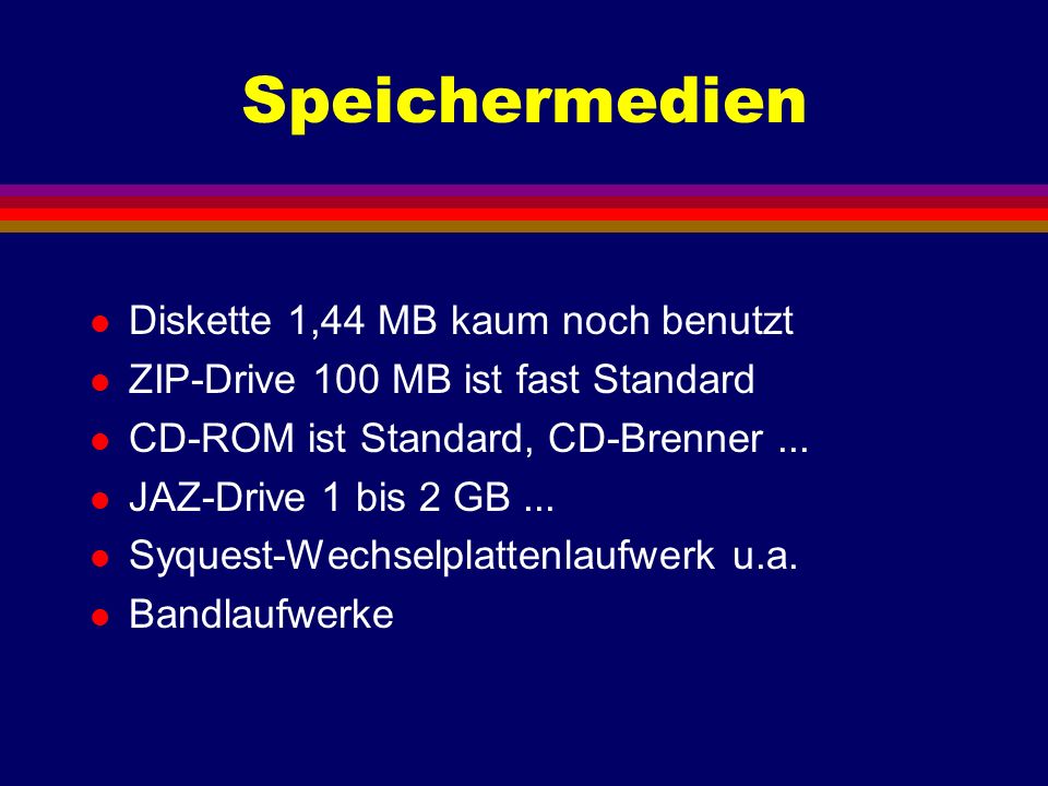 Speichermedien Diskette 1,44 MB kaum noch benutzt