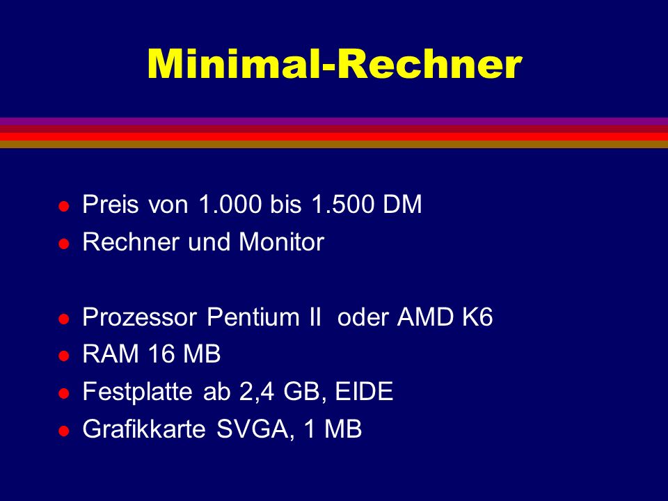 Minimal-Rechner Preis von bis DM Rechner und Monitor
