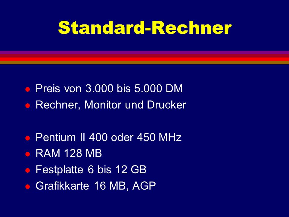 Standard-Rechner Preis von bis DM