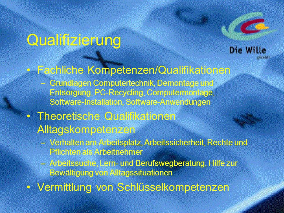 Qualifizierung Fachliche Kompetenzen/Qualifikationen