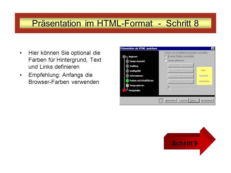 Präsentation im HTML-Format - Schritt 8