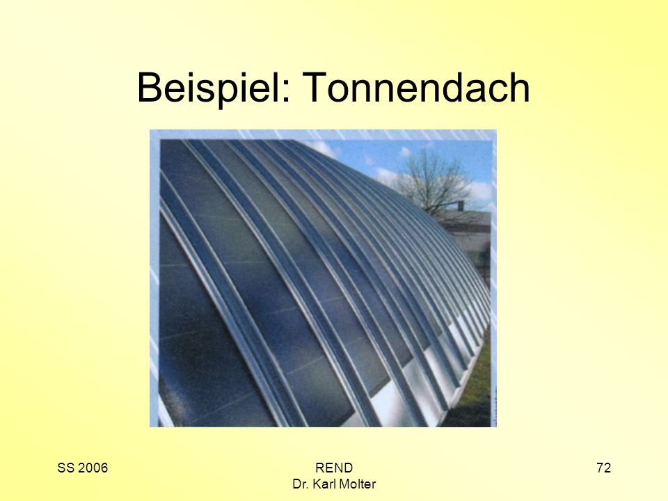 Beispiel: Tonnendach SS 2006 REND Dr. Karl Molter