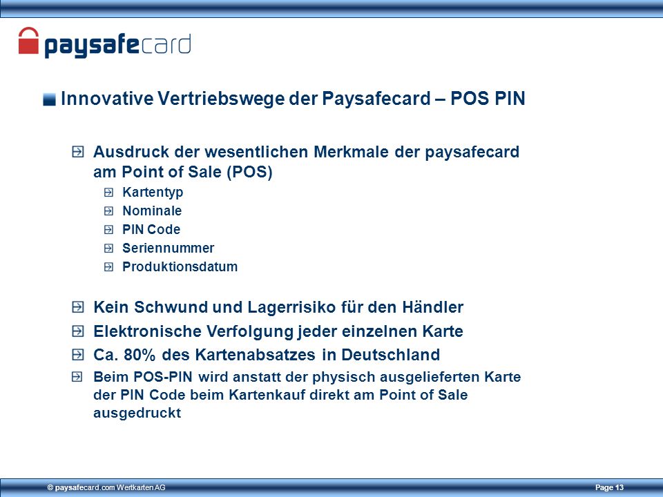 Innovative Vertriebswege der Paysafecard – POS PIN