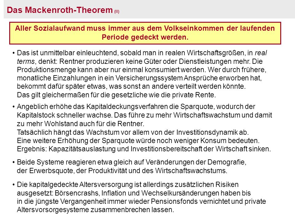 Das Mackenroth-Theorem (II)
