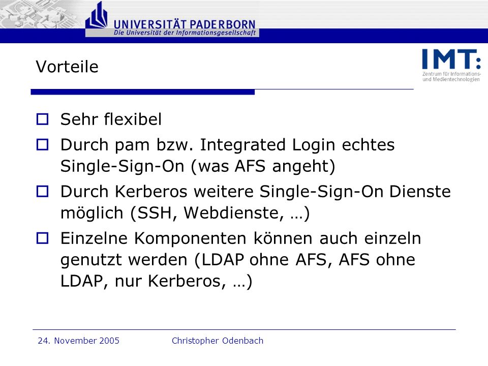 Durch pam bzw. Integrated Login echtes Single-Sign-On (was AFS angeht)