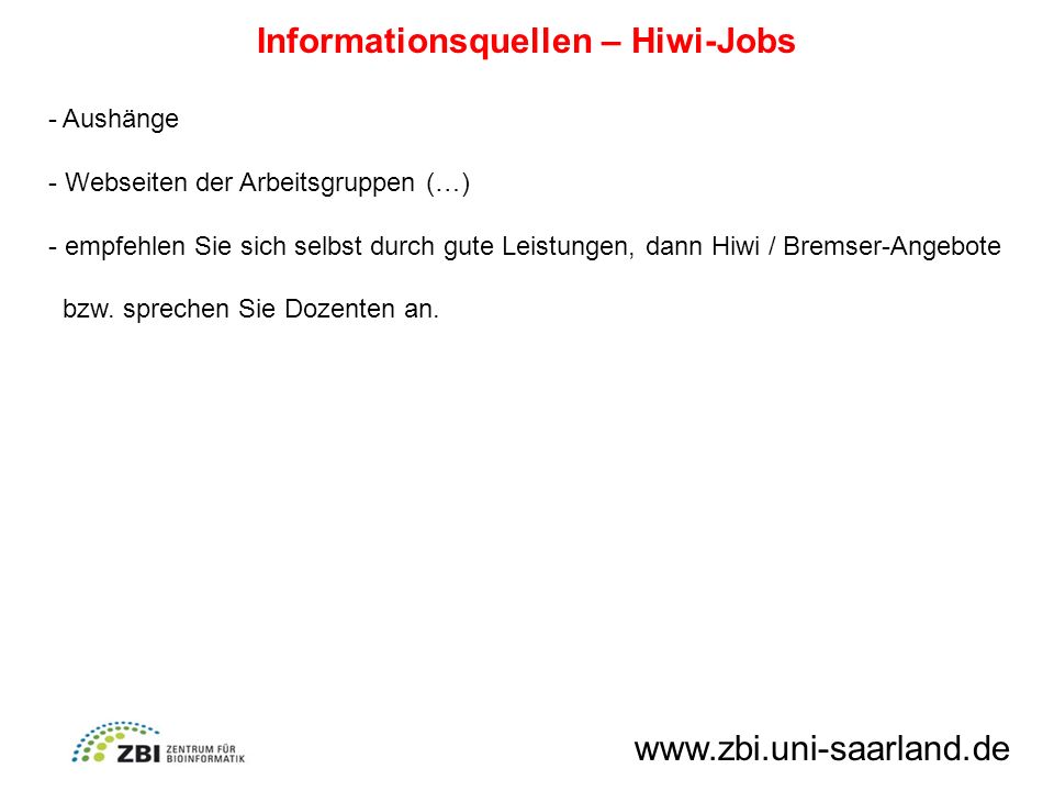 Informationsquellen – Hiwi-Jobs