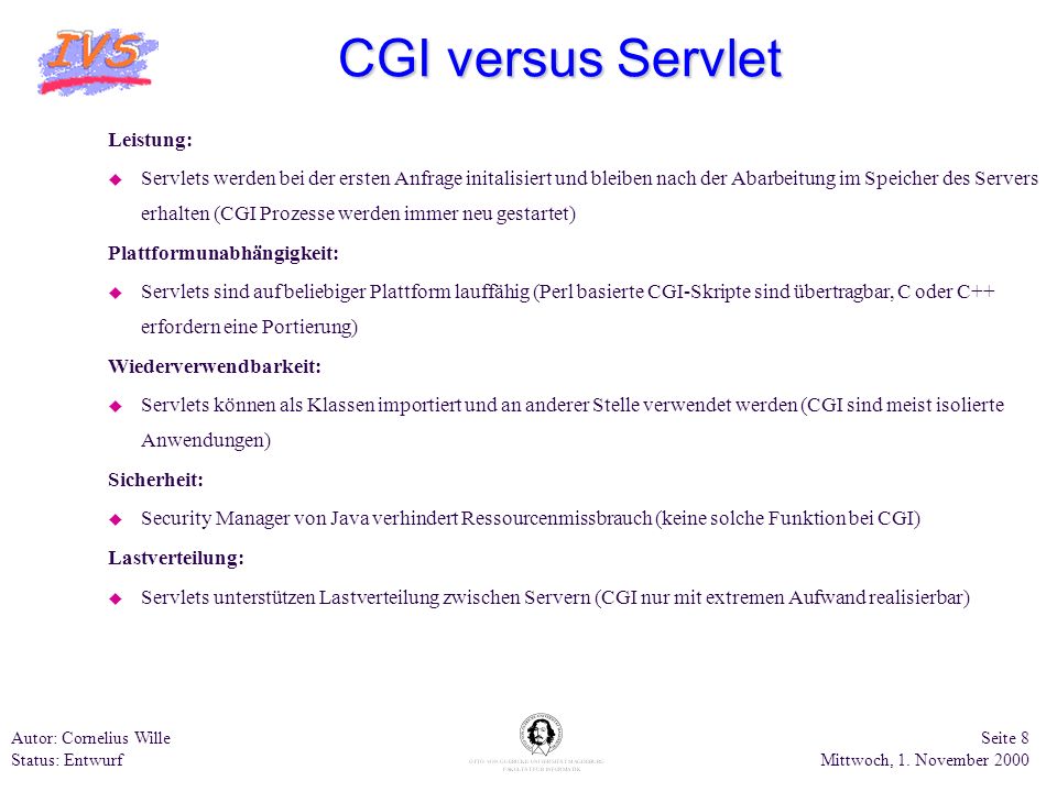 CGI versus Servlet Leistung: