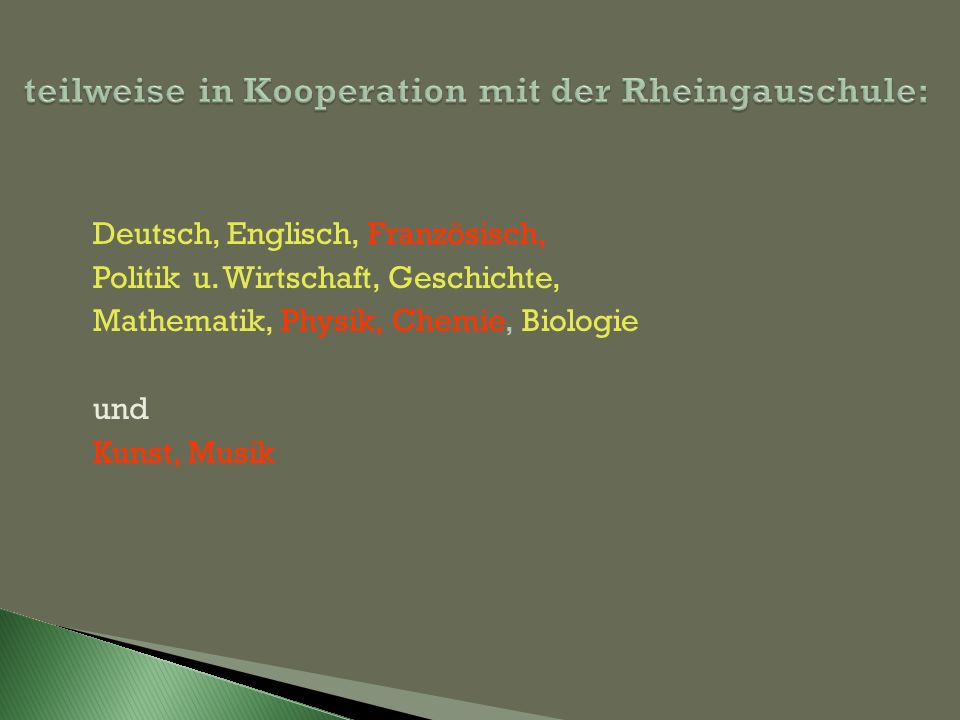 teilweise in Kooperation mit der Rheingauschule: