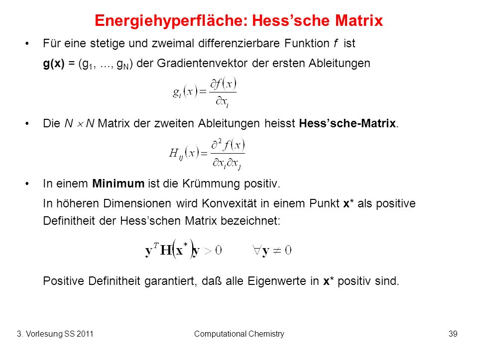Energiehyperfläche: Hess’sche Matrix