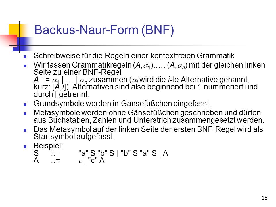 Backus-Naur-Form (BNF)