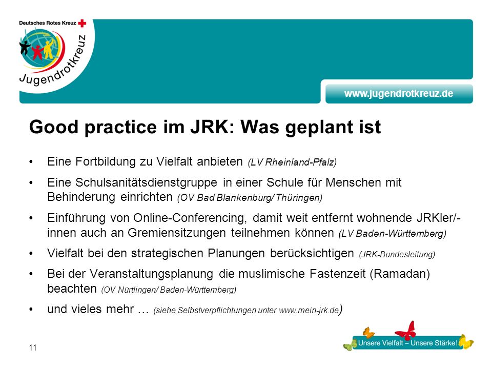 Good practice im JRK: Was geplant ist