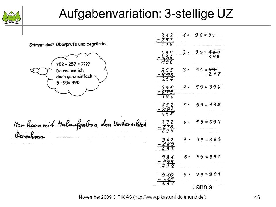 Aufgabenvariation: 3-stellige UZ