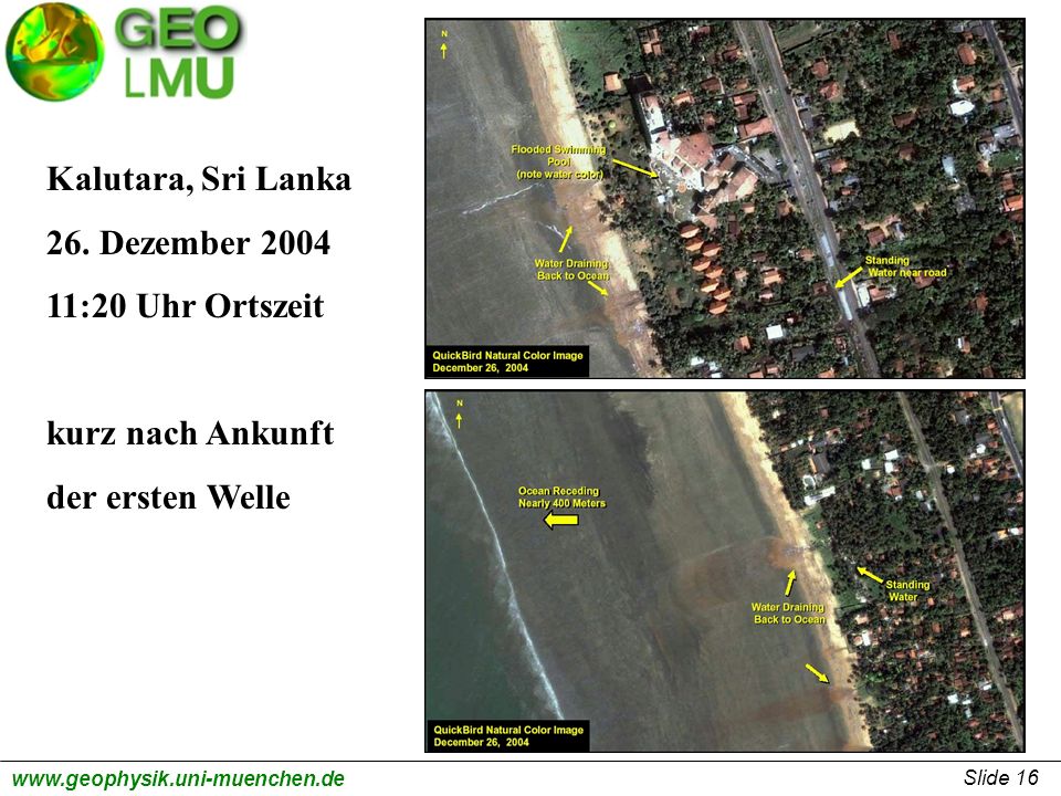 Kalutara, Sri Lanka 26. Dezember :20 Uhr Ortszeit kurz nach Ankunft der ersten Welle