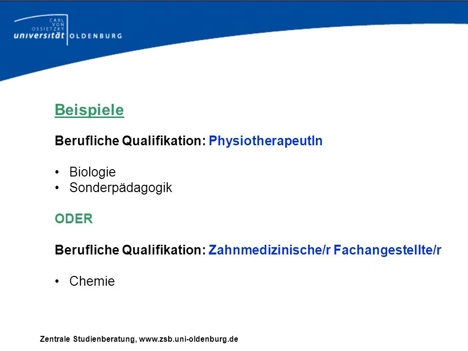 Beispiele Berufliche Qualifikation: PhysiotherapeutIn Biologie