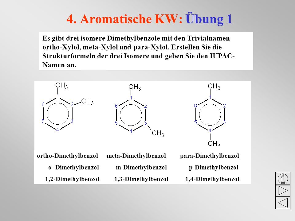 4. Aromatische KW: Übung 1