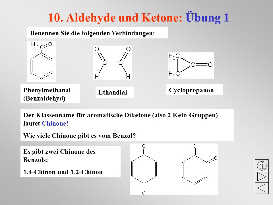 10. Aldehyde und Ketone: Übung 1