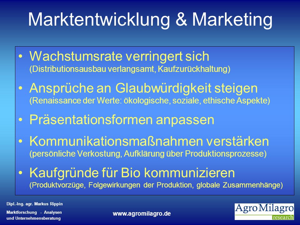Marktentwicklung & Marketing