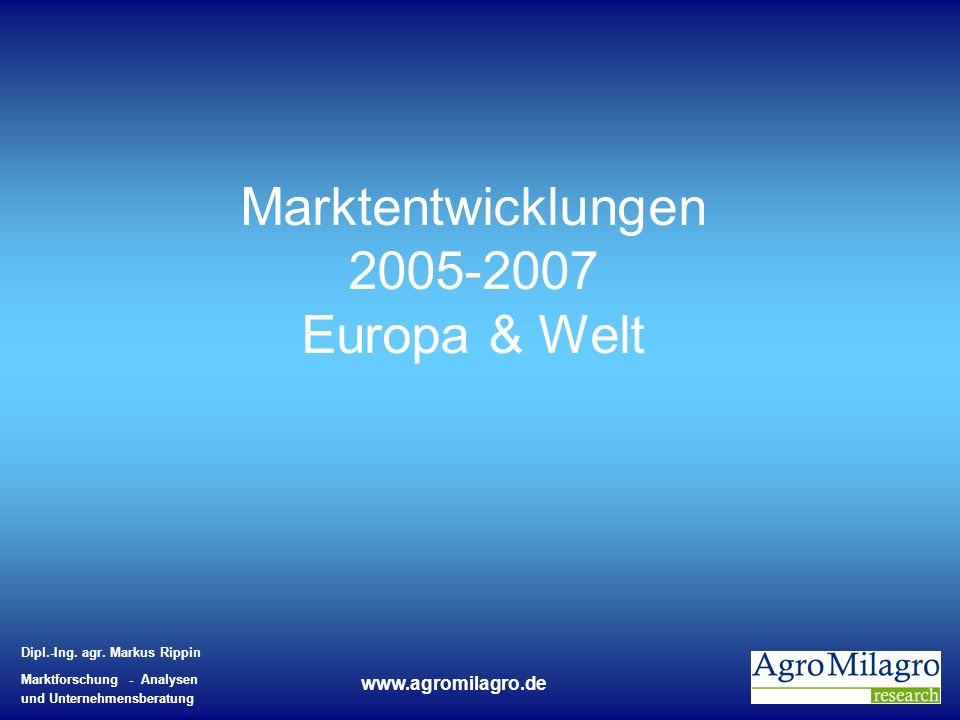 Marktentwicklungen Europa & Welt