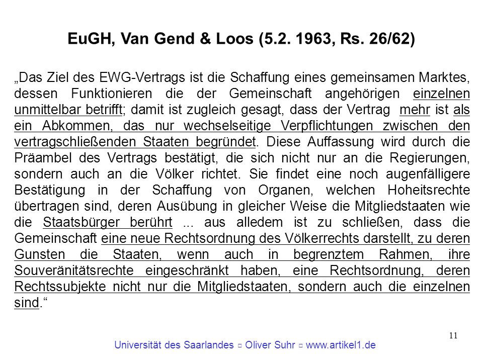 EuGH, Van Gend & Loos ( , Rs. 26/62)‏