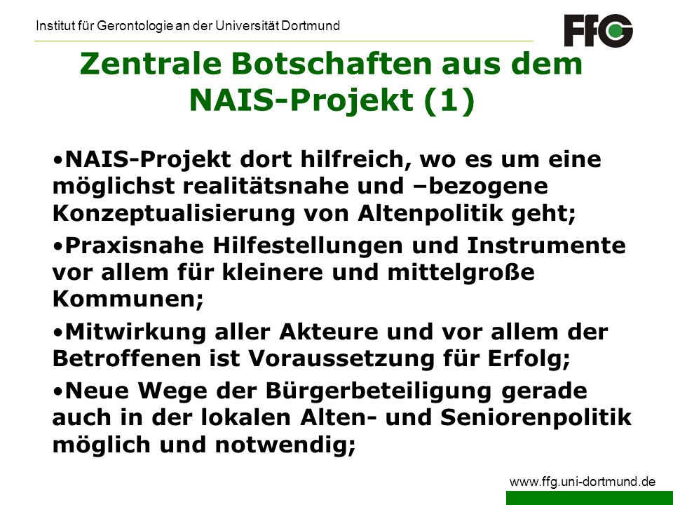 Zentrale Botschaften aus dem NAIS-Projekt (1)