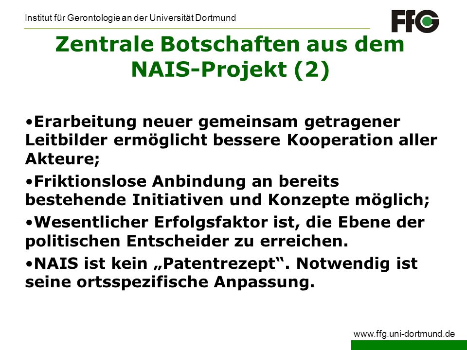 Zentrale Botschaften aus dem NAIS-Projekt (2)