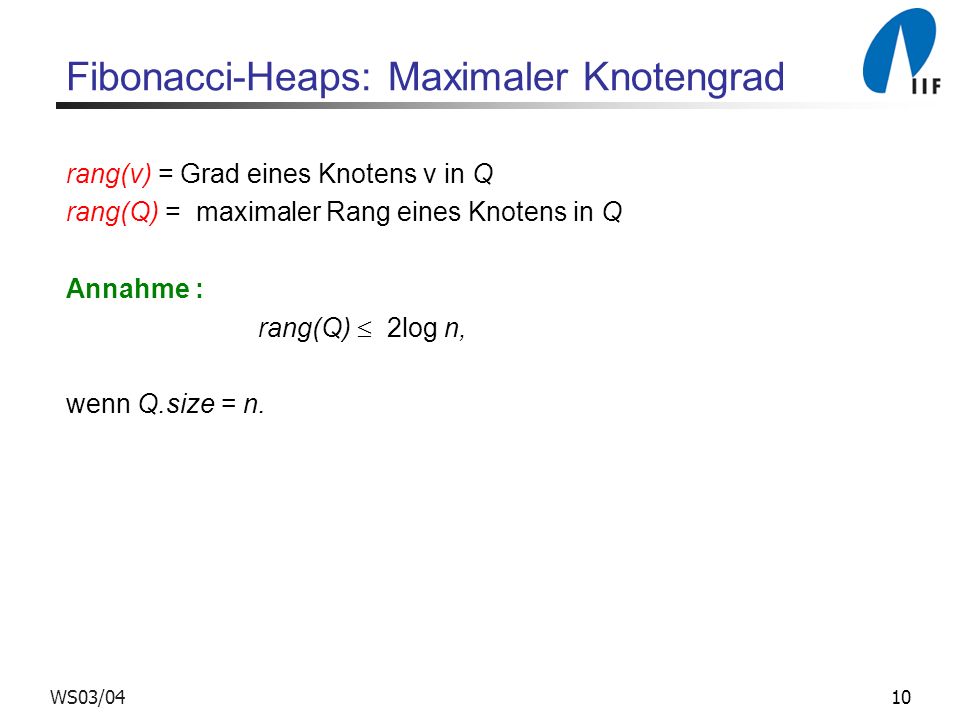 Fibonacci-Heaps: Maximaler Knotengrad