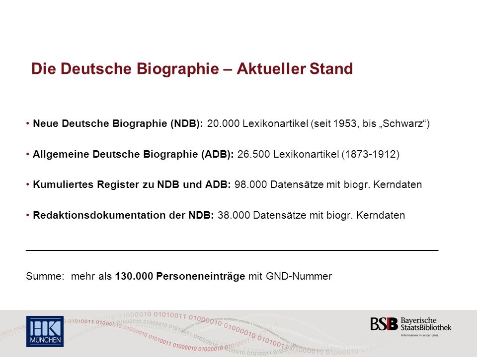 Die Deutsche Biographie – Aktueller Stand