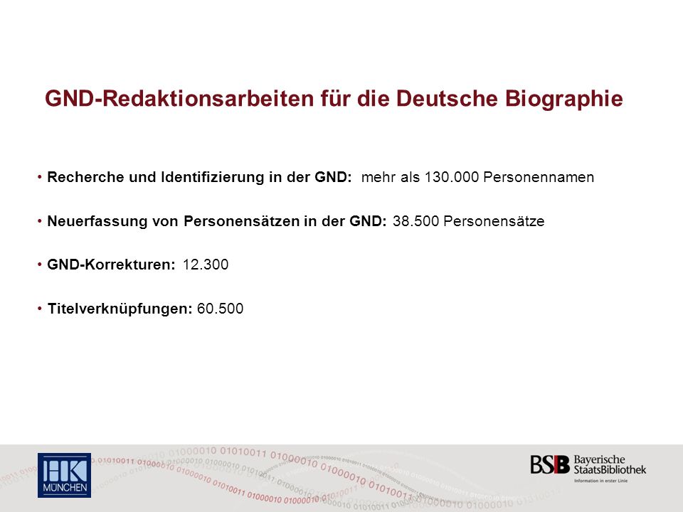 GND-Redaktionsarbeiten für die Deutsche Biographie