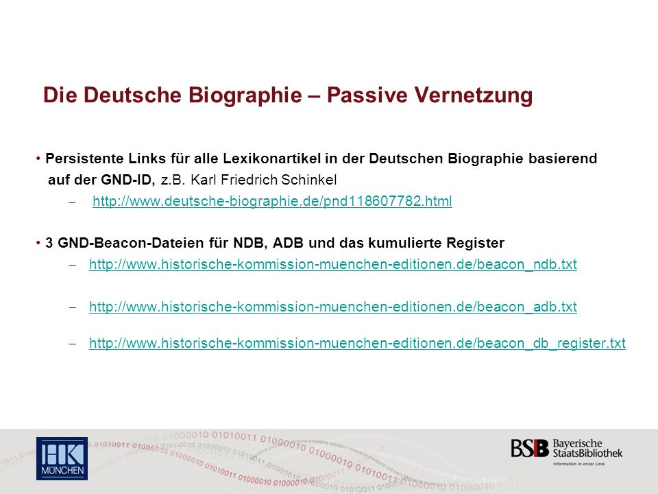 Die Deutsche Biographie – Passive Vernetzung