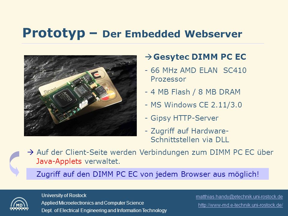 Zugriff auf den DIMM PC EC von jedem Browser aus möglich!