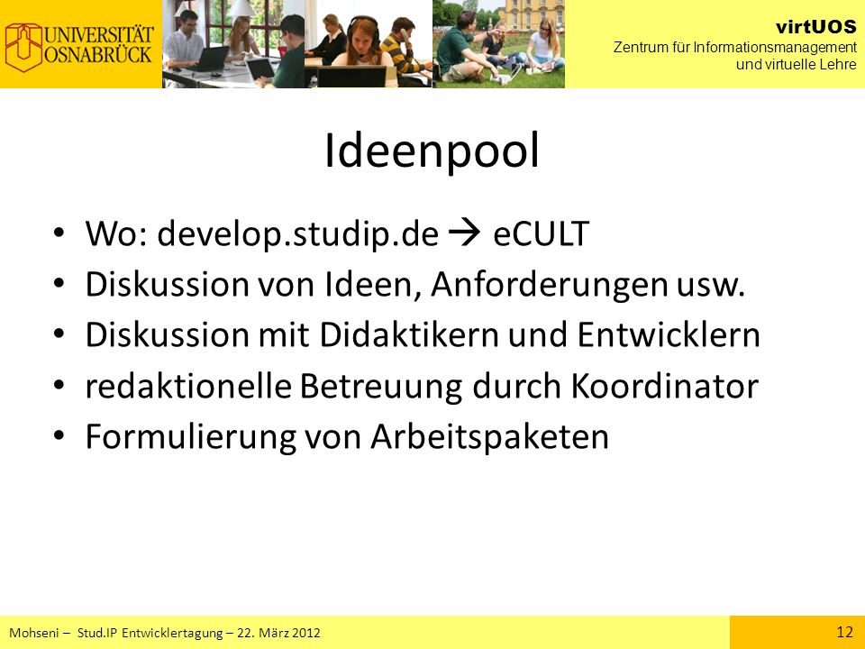 Ideenpool Wo: develop.studip.de  eCULT