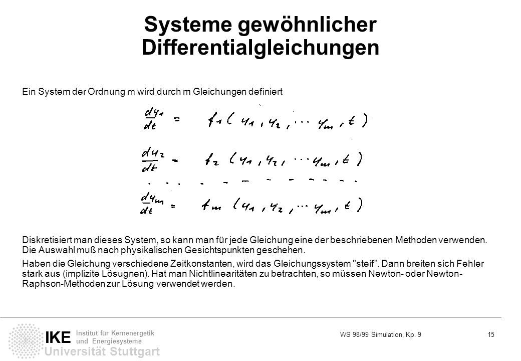 Systeme gewöhnlicher Differentialgleichungen