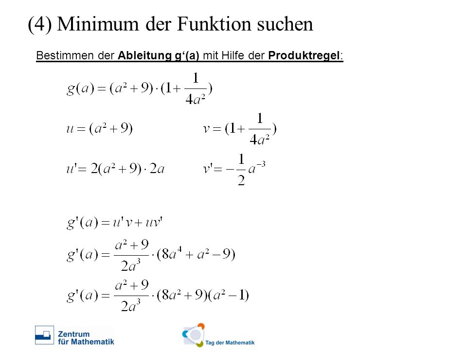 (4) Minimum der Funktion suchen