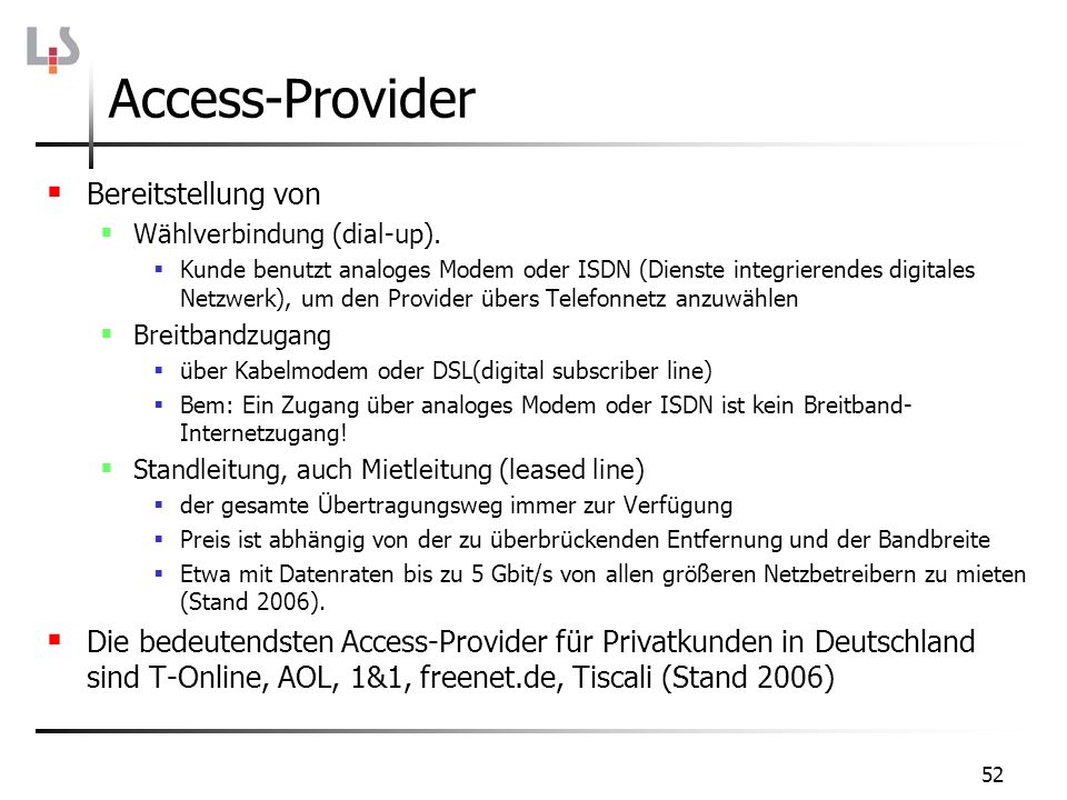 Access-Provider Bereitstellung von