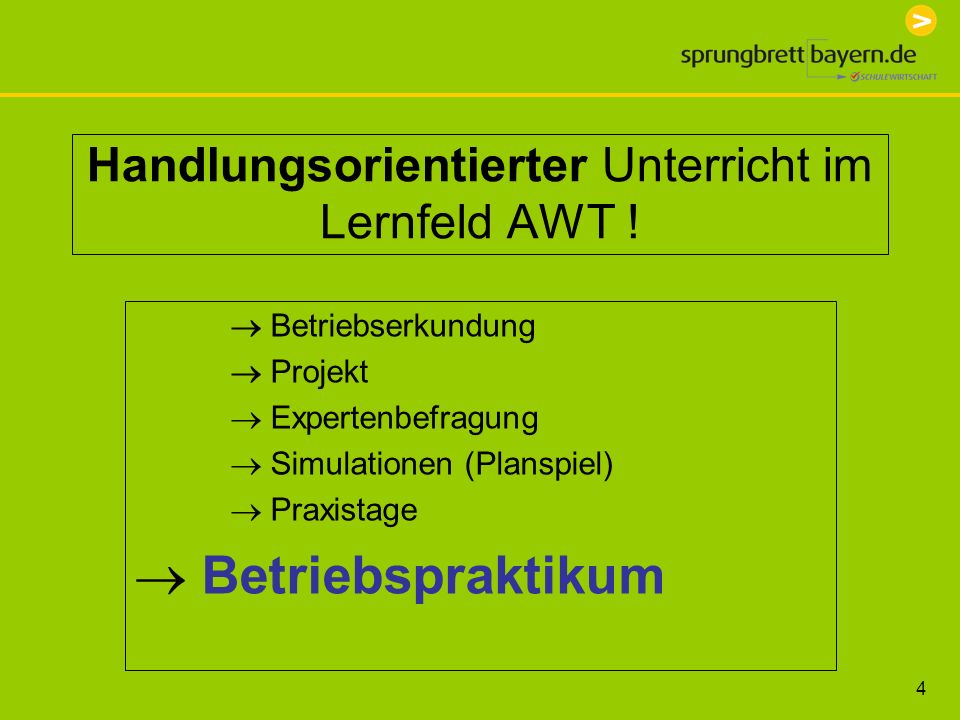 Handlungsorientierter Unterricht im Lernfeld AWT !
