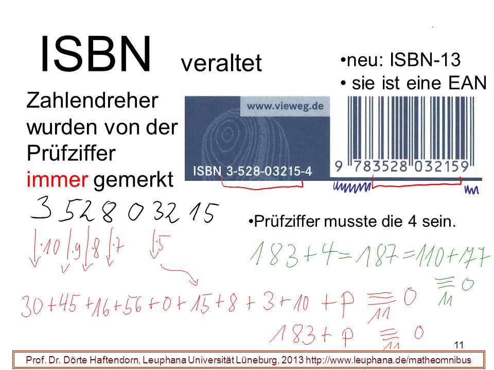 ISBN veraltet Zahlendreher wurden von der Prüfziffer immer gemerkt