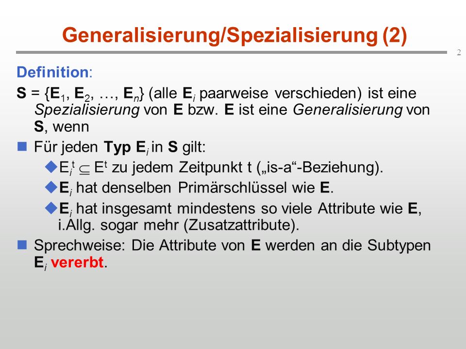 Generalisierung/Spezialisierung (2)