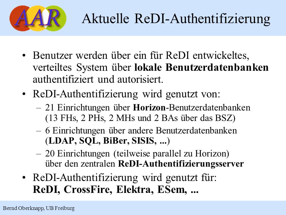 Aktuelle ReDI-Authentifizierung