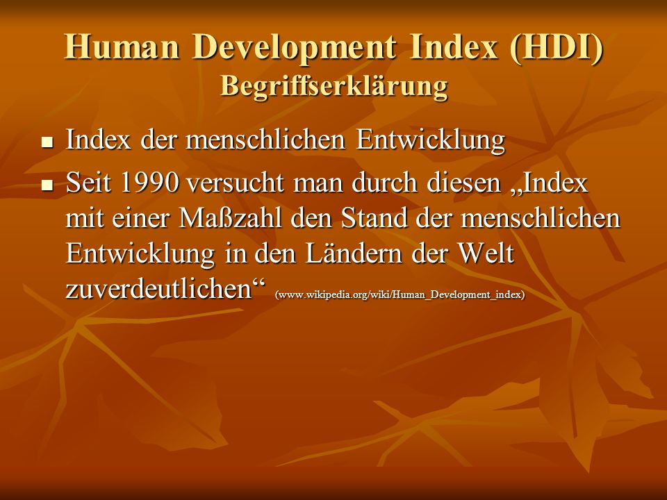 Human Development Index (HDI) Begriffserklärung