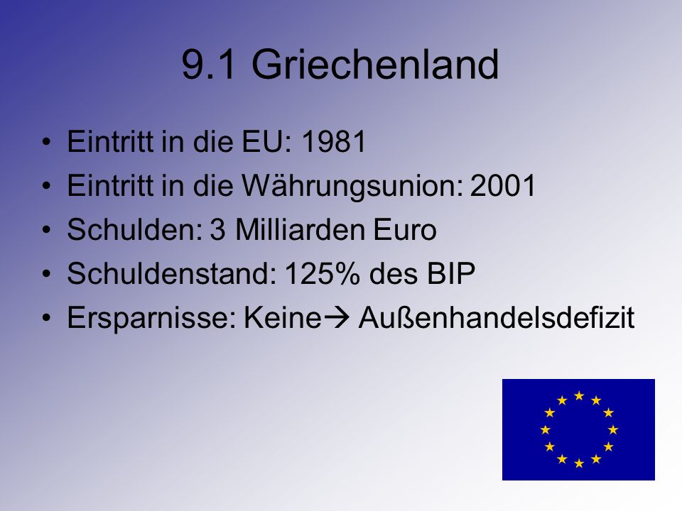 9.1 Griechenland Eintritt in die EU: 1981