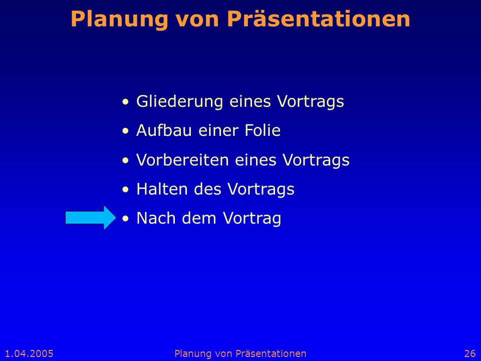 Planung von Präsentationen