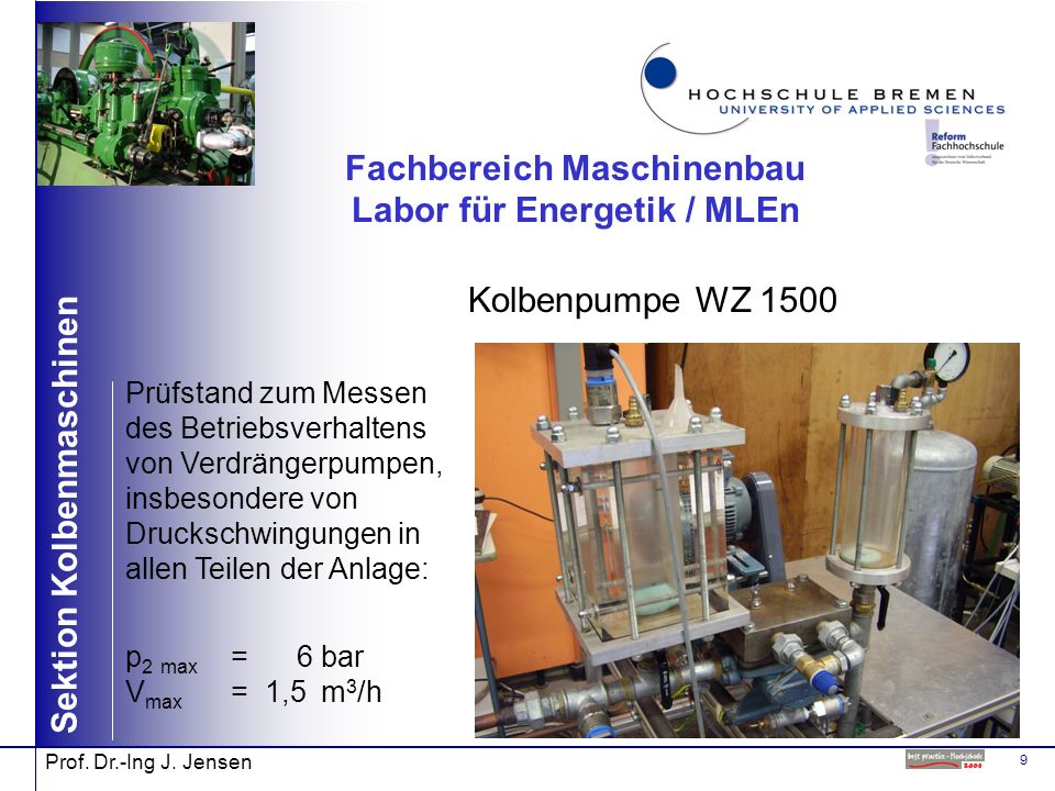 Fachbereich Maschinenbau Labor für Energetik / MLEn